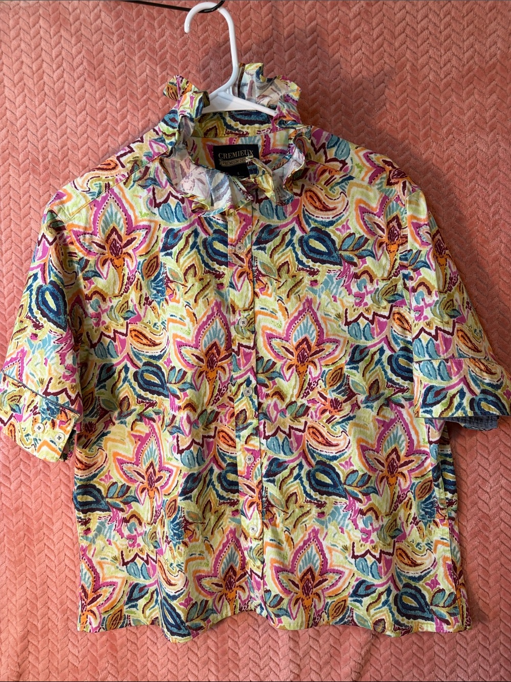 Daniel Cremieux : CUSTOM RUFFLE Multicolor Floral Button-Up Shirt.. BY ReVamp